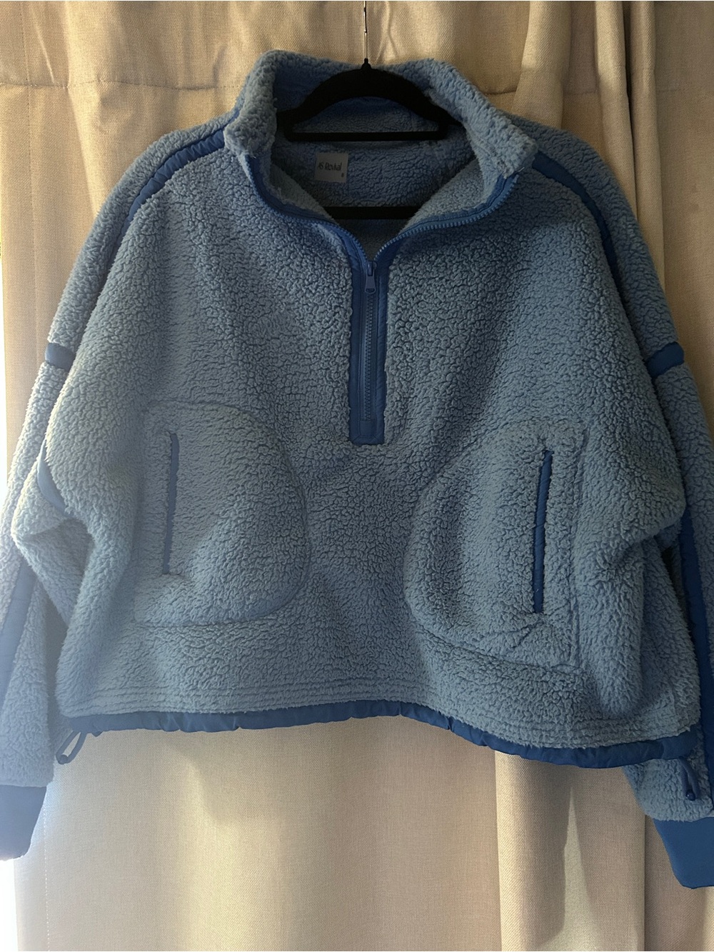 Light Blue Sherpa Half-Zip Pullover